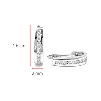 10K White Gold 0.33cttw Diamond Hoop Huggie Hinged Earring