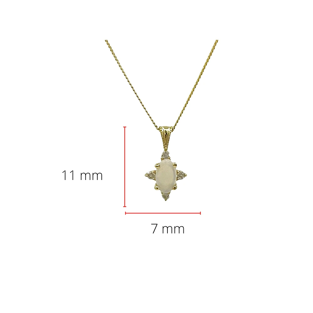 10K Yellow Gold 0.16cttw Opal and 0.03cttw Diamond Necklace - 18 Inches