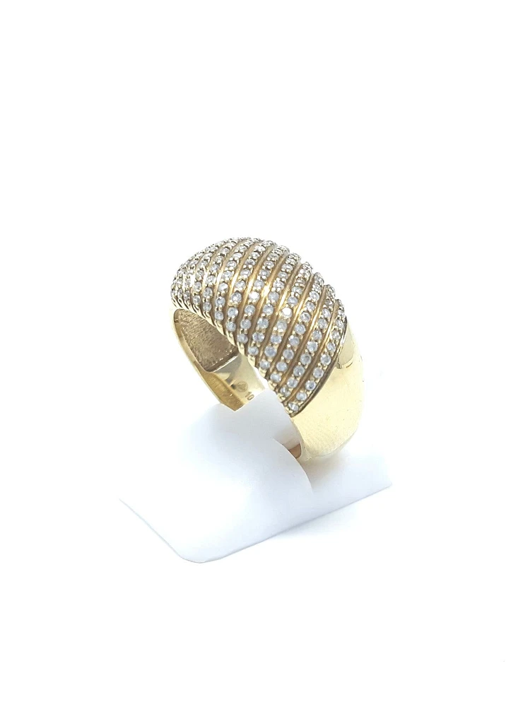 10K Yellow Gold 0.50cttw Round Cut Diamond Statement Ring, size 6.5