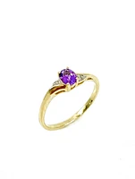 10K Yellow Gold 0.30cttw Genuine Amethyst & 0.01cttw Diamond  Ring, size 6.5