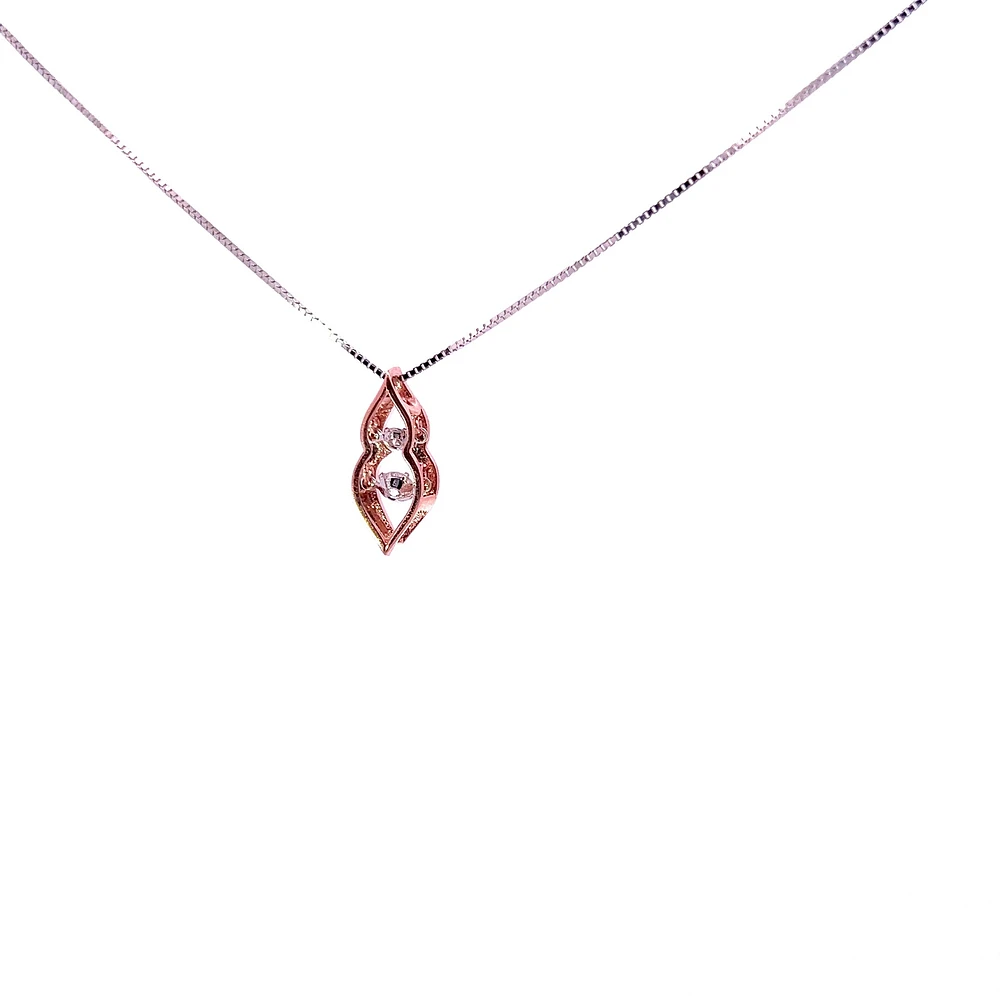 10K White and Rose Gold 0.20 cttw  Diamond  Pulse Pendant, 18"