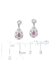 10K White Gold 0.55cttw Genuine Ruby and 0.11cttw Diamond Earrings