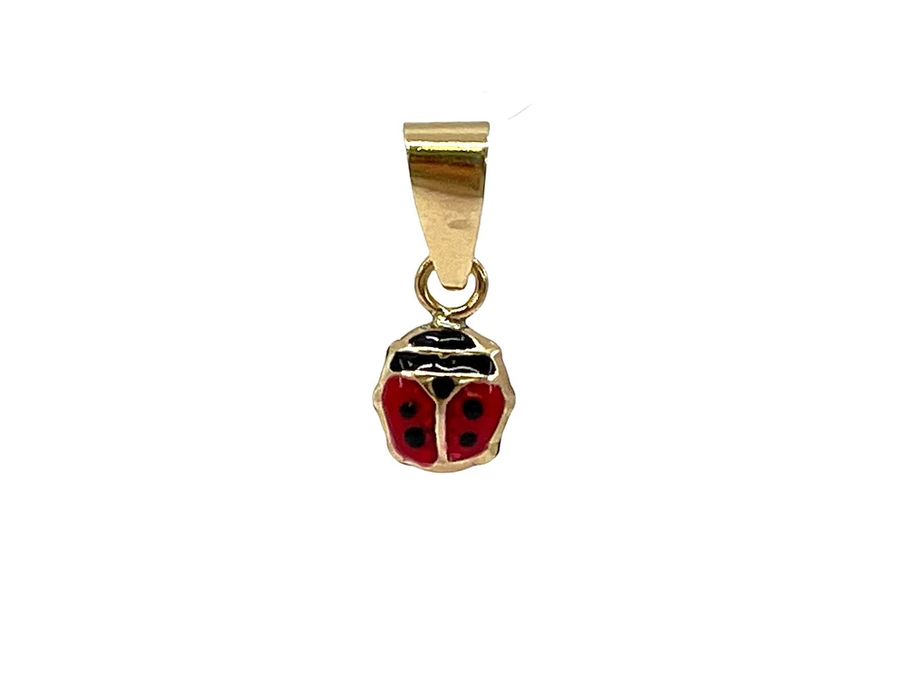 10K Yellow Gold 5mm x 5.3mm Enamel Coated Lady Bug Pendant - Sold without Chain