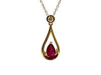 10K Yellow Gold 0.45cttw Ruby and 0.055cttw Diamond Necklace, 18"