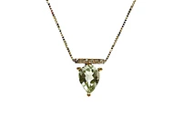 10K Yellow Gold 1.00cttw Green Amethyst (Prasiolite) and 0.042cttw Diamond Necklace, 18"