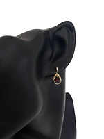 10K Yellow Gold Garnet and Diamond Dangle Earrings with Butterfly Backings