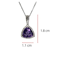 10K White Gold 1.62cttw Genuine Amethyst and 0.135cttw Diamond Pendant, 18"