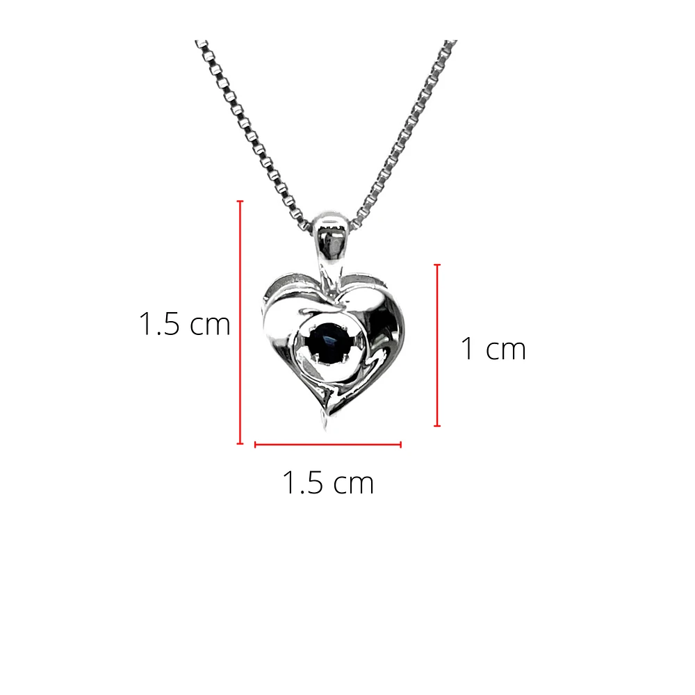 Sterling Silver Sapphire 0.10cttw Pendant,18"