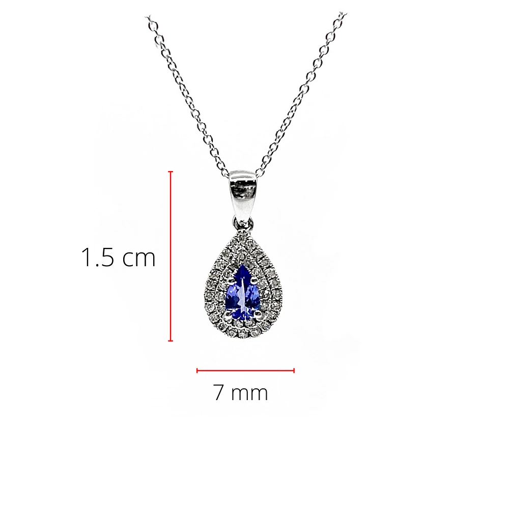 10K White Gold Tanzanite & Diamond Pendant