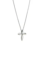 Diamond Cross Silver Necklace