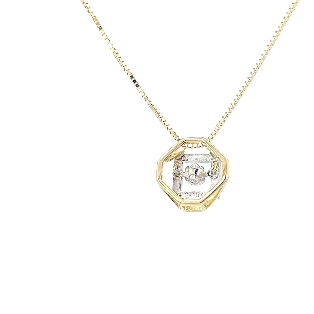 10K Yellow Gold 0.27cttw Diamond Pulse Pendant, 18"