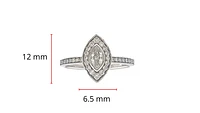 10K White Gold 0.18cttw Marquise Cut Diamond Halo Engagement Ring, size 6.5