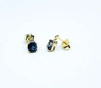 10K Yellow Gold Created Alexandrite and Diamond Earrings