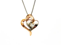10K Rose Gold & White Gold 0.096cttw Canadian Diamond Heart Pendant, 18"