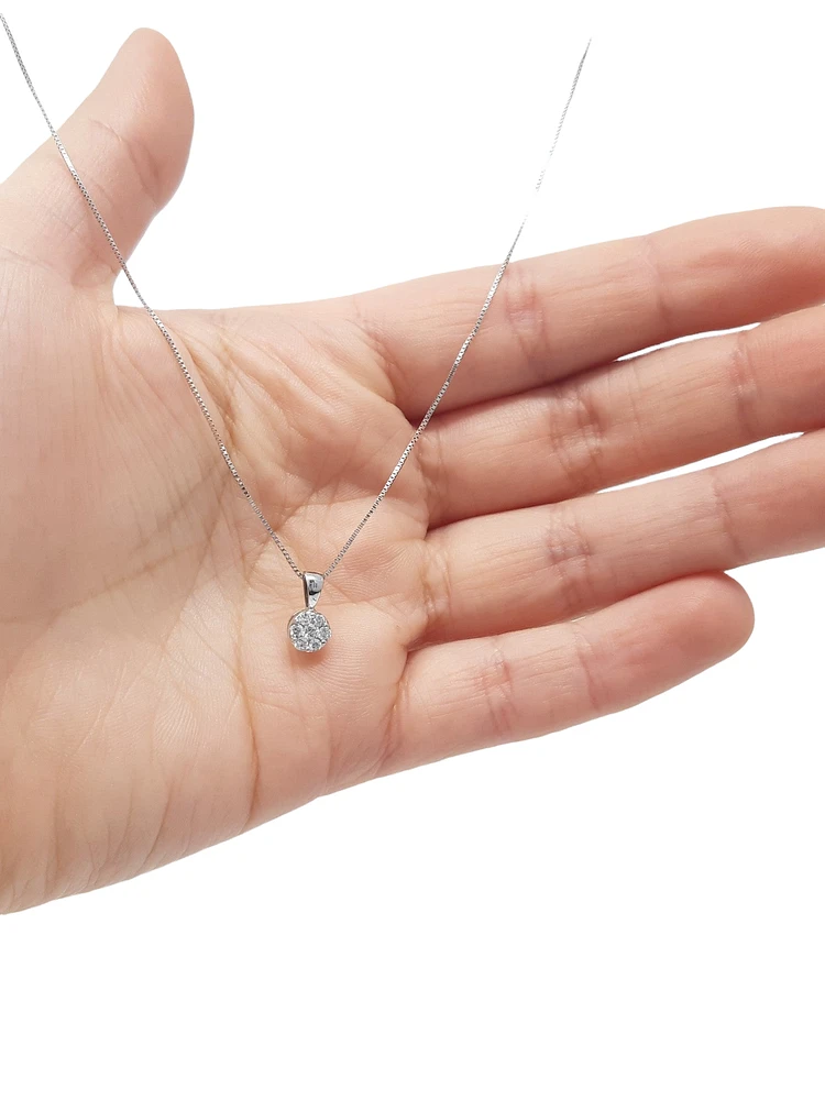 14K White Gold 0.19cttw Diamond Pendant, 18"