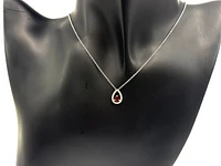 14K White Gold 0.23cttw Genuine Ruby with 0.13cttw Diamond Necklace - 16 Inches
