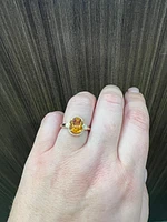10K Yellow Gold  Citrine and Diamond Ring - Size 7