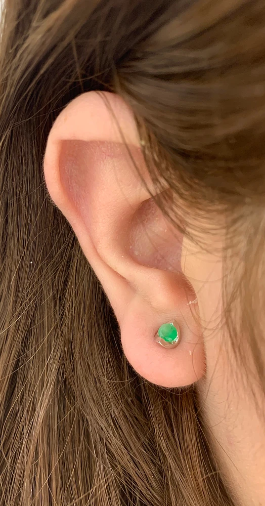 10K White Gold Genuine Emerald Earrings