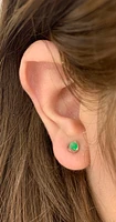 10K White Gold Genuine Emerald Earrings