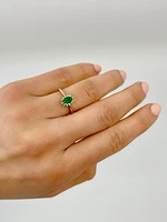 10K Yellow Gold Genuine Emerald & Diamond Ring
