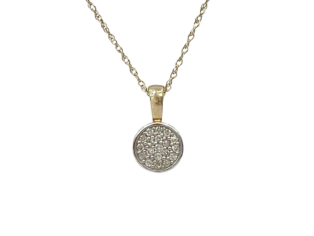 10K White & Yellow Gold 0.10cttw Diamond Pendant, 18"