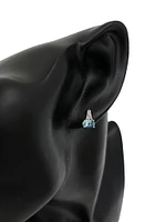 10K White Gold 1.20cttw Genuine Blue Topaz and 0.02cttw Diamond Earrings