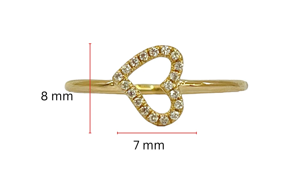 14K Yellow Gold 0.08cttw Diamond Heart Ring, size 6.5