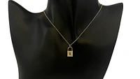 14K Yellow Gold 0.12cttw Diamond Lock Pendant, 18"