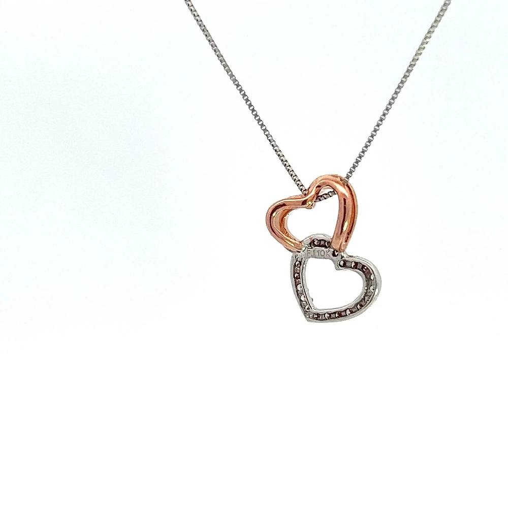 10K White & Rose Gold 0.06cttw Diamond Pendant - 18"
