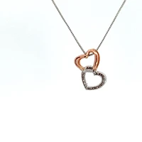10K White & Rose Gold 0.06cttw Diamond Pendant - 18"