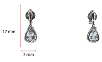 10K White Gold 0.70cttw Genuine Aquamarine Pear Cut & 0.03cttw Diamond Stud / Dangle / Drop Earrings