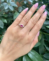 14K White Gold Genuine 0.50cttw Ruby and 0.35cttw Diamond Ring, size 7