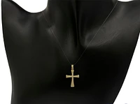 10K Yellow Gold Cubic Zirconia Cross - 25mm x 15mm