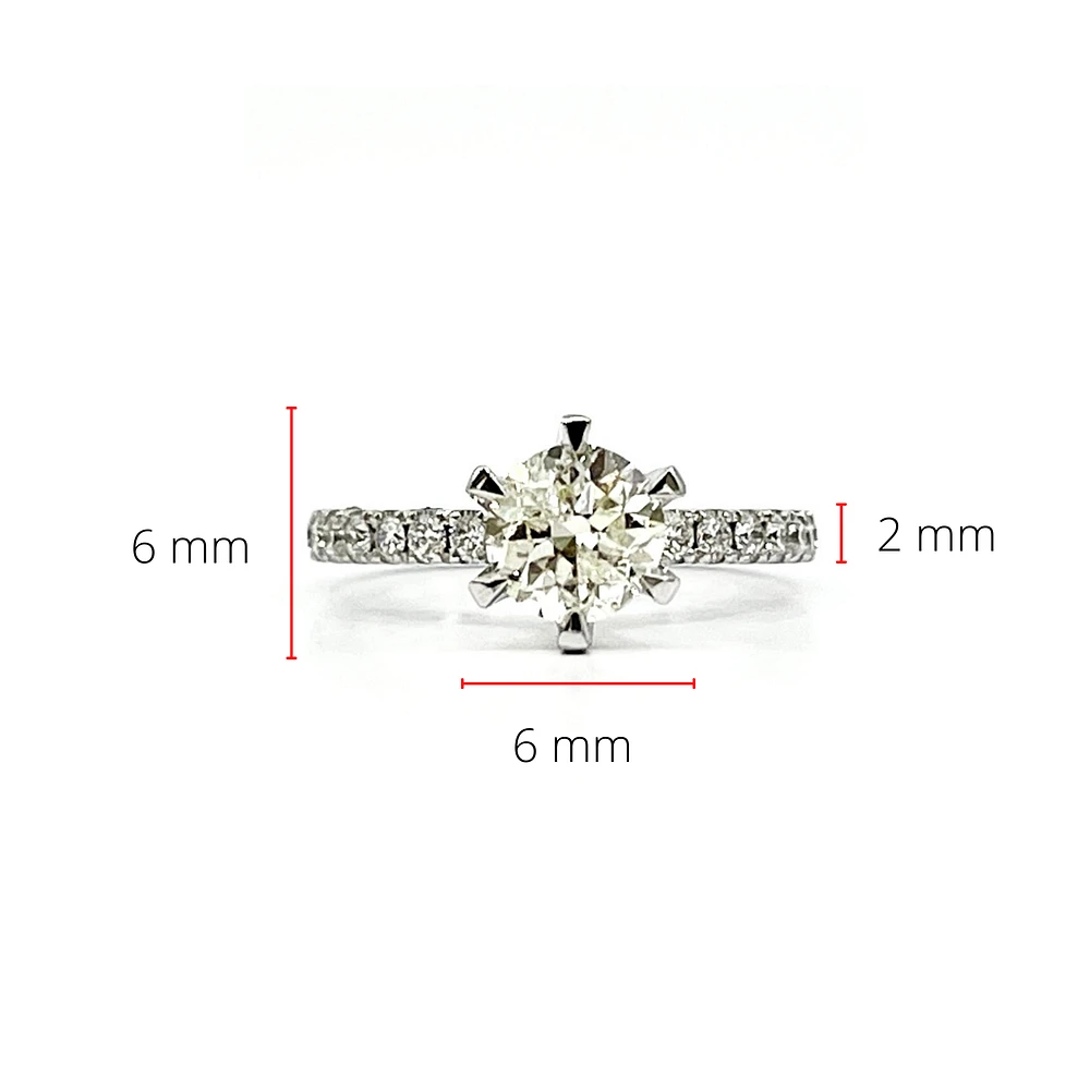 14K White Gold 1.23cttw Diamond Engagement Ring, Size 6