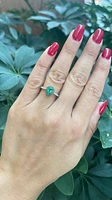 10K White Gold 0.45cttw Pear Cut Emerald and 0.18cttw Diamond Halo Ring - Size 6.5