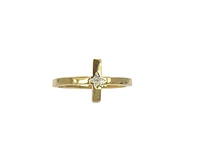 10K Yellow Gold 0.01cttw Diamond Cross Ring, size 6