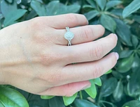10K White Gold 0.24cttw Oval Cut Diamond Halo Engagement Ring, size 6.5