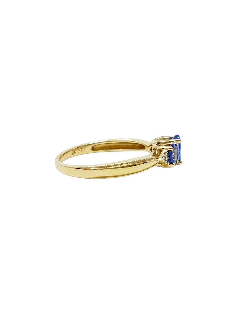 10K Yellow Gold Tanzanite & Diamond Ring, size 7