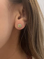 10K White Gold 1.00cttw Genuine Peridot and 0.03cttw Diamond Halo Earrings