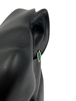 10K White Gold 0.20cttw Genuine Emerald & 0.12cttw Diamond Earring