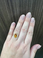 10K Yellow Gold  Citrine and Diamond Ring - Size 7