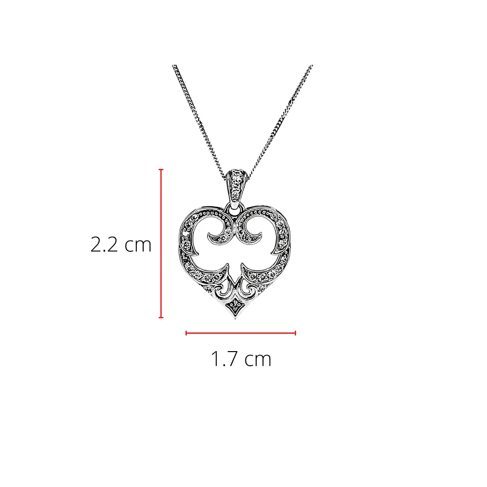 10K White Gold 0.20cttw Diamond Heart Pendant, 18"