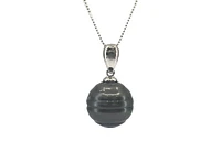 Sterling Silver 12-13mm Tahitian Pearl Pendant - 18"