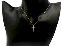 10K White Gold 0.022cttw Diamond Cross Pendant, 18"