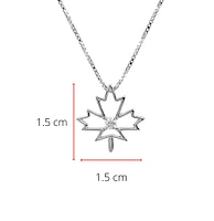 Sterling Silver Canadian Diamond Maple Leaf Pendant, 18"