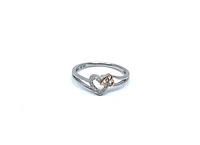 10K White Gold Heart Shape 0.054cttw Diamond Ring, size 6.5