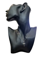10K White Gold 0.05cttw Diamond Cross Necklace, 18"