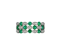 14K White Gold 0.53cttw Emeralds and 0.20cttw Diamond Ring - Size 7