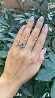 10K White Gold Blue Topaz and Diamond Ring - Size 6
