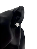 925 Sterling Silver Cubic Zirconia Floral Stud Earrings - 10.5mm